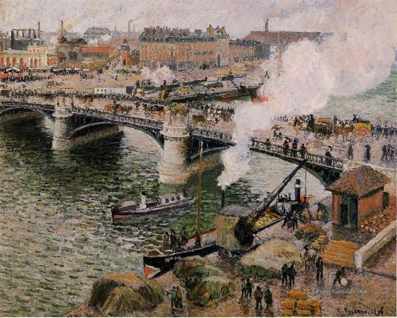 Der Pont Boieldieu rouen feuchtem Wetter 1896 Camille Pissarro Pariser Ölgemälde